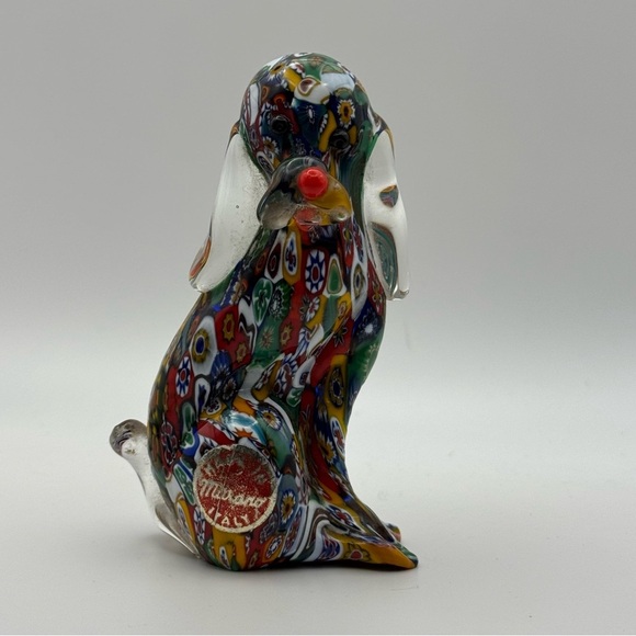 Vintage Murano Glass Hound Dog Millefiori Art Figurine Multi Color 3.75" - Picture 2 of 8